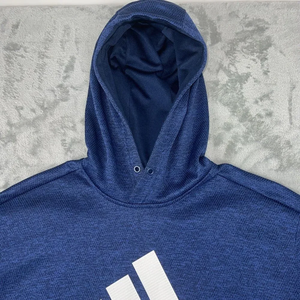 Adidas‎ Hooded Sweatshirt Adult Small Blue White Climawarm Mesh Lined *no String